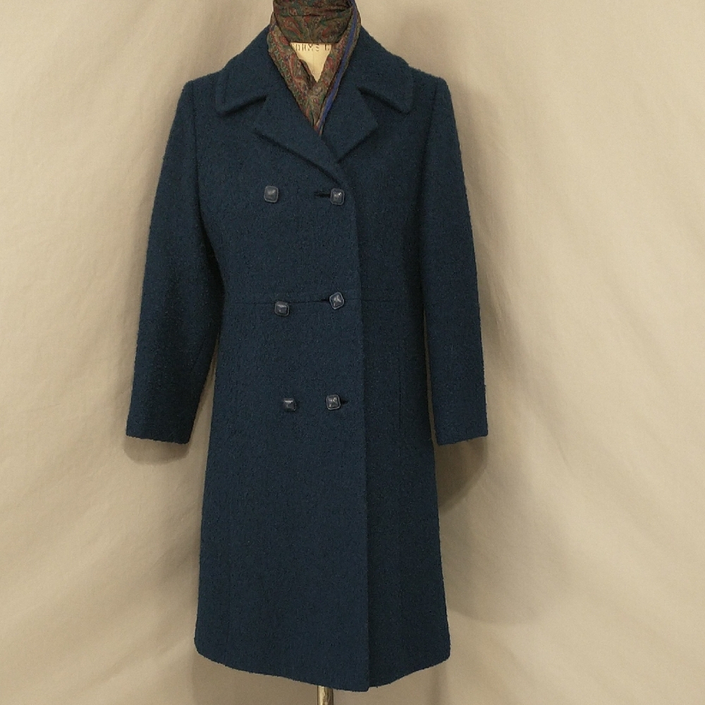 Vintage 60s Wool Coat Warm Pristine Condition Navy Blue See Measurements Apx sz8